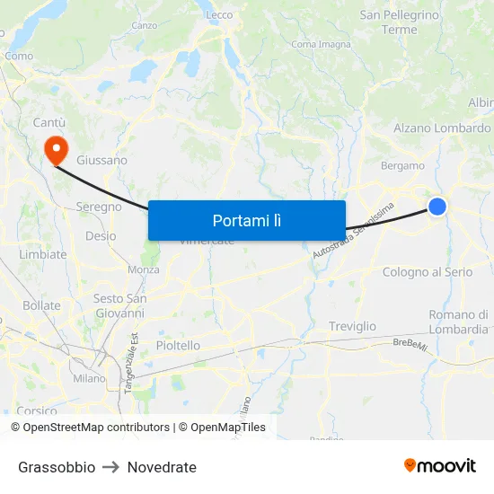 Grassobbio to Novedrate map