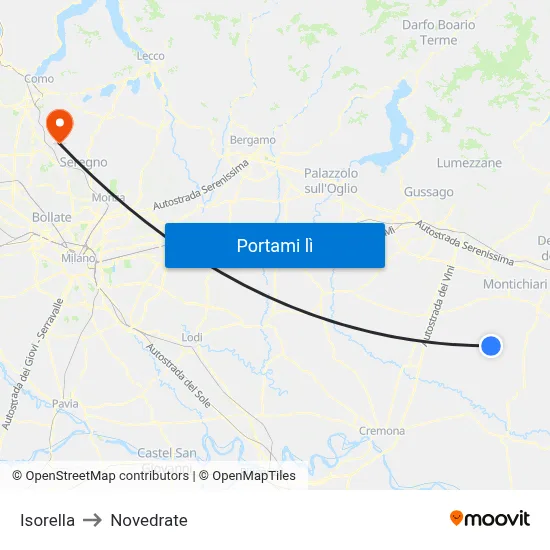 Isorella to Novedrate map
