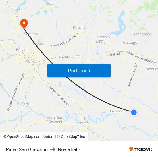 Pieve San Giacomo to Novedrate map