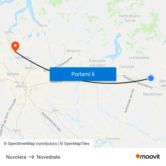Nuvolera to Novedrate map