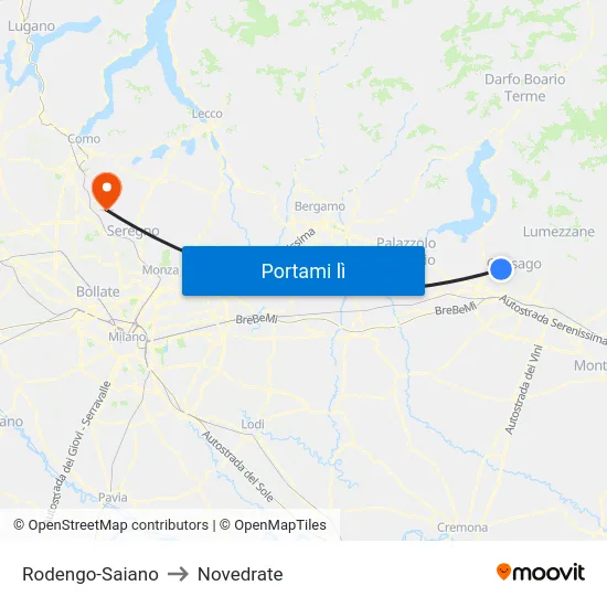 Rodengo-Saiano to Novedrate map