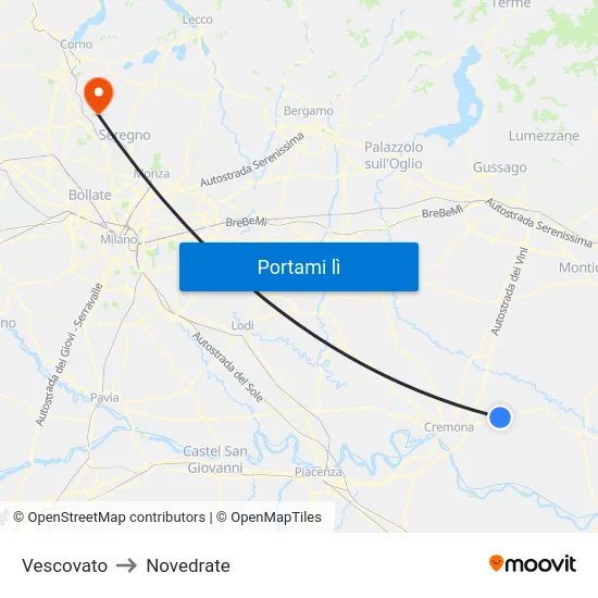 Vescovato to Novedrate map