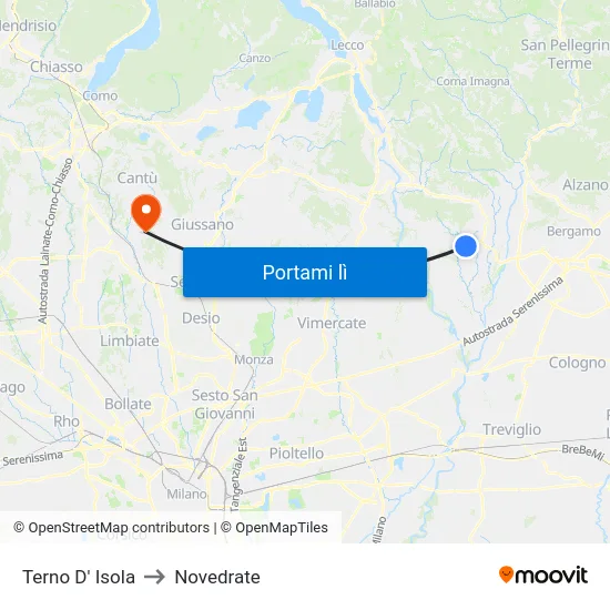 Terno D' Isola to Novedrate map