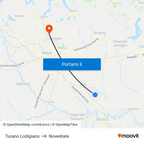 Turano Lodigiano to Novedrate map