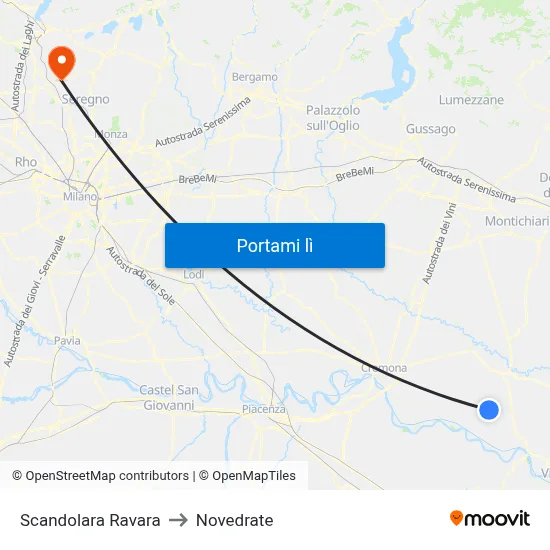 Scandolara Ravara to Novedrate map