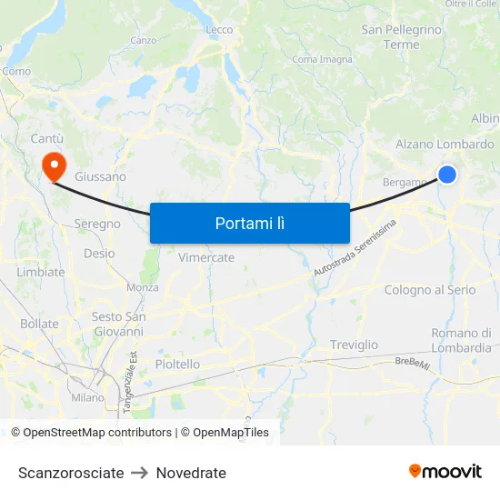 Scanzorosciate to Novedrate map