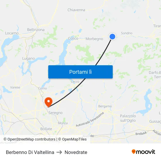 Berbenno Di Valtellina to Novedrate map