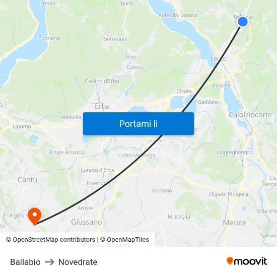 Ballabio to Novedrate map