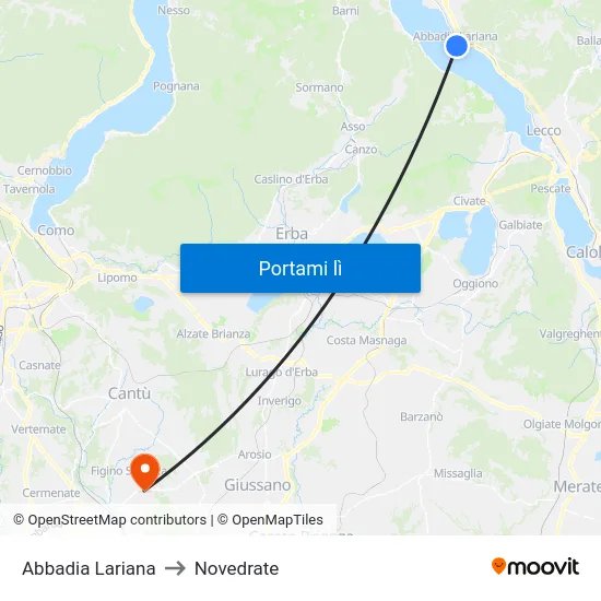 Abbadia Lariana to Novedrate map