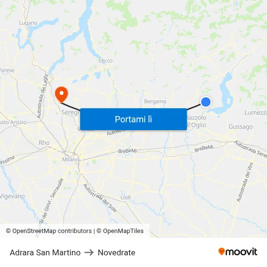 Adrara San Martino to Novedrate map