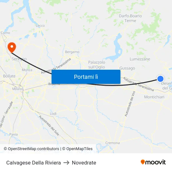Calvagese Della Riviera to Novedrate map