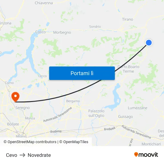 Cevo to Novedrate map