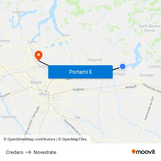Credaro to Novedrate map