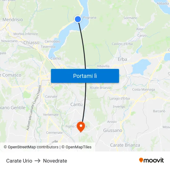 Carate Urio to Novedrate map