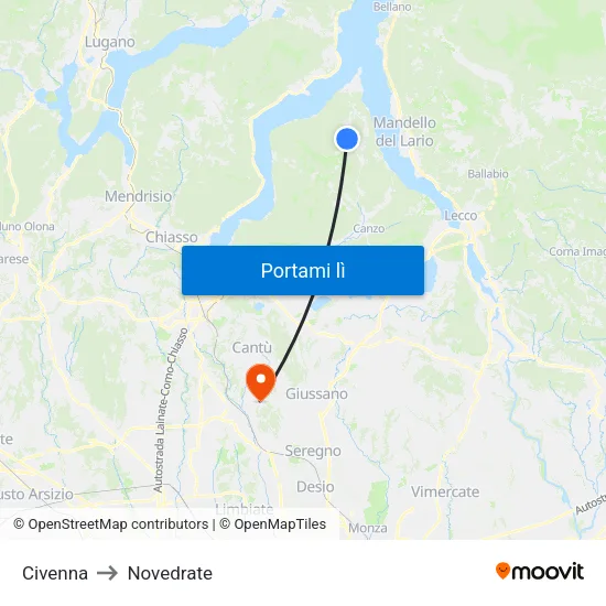 Civenna to Novedrate map