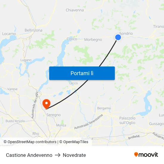Castione Andevenno to Novedrate map
