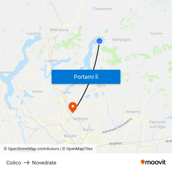 Colico to Novedrate map