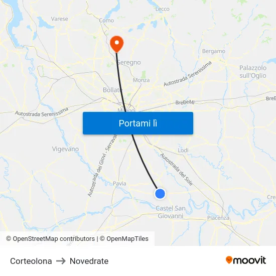 Corteolona to Novedrate map