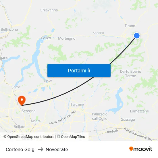 Corteno Golgi to Novedrate map