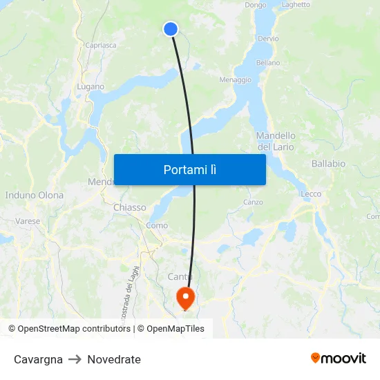 Cavargna to Novedrate map
