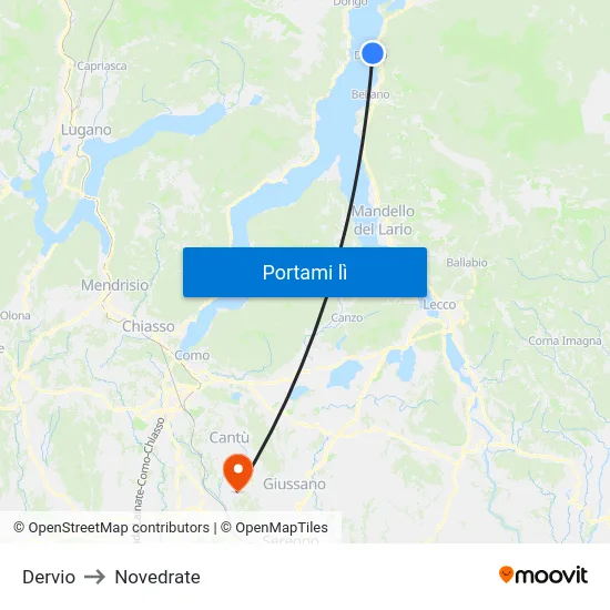Dervio to Novedrate map