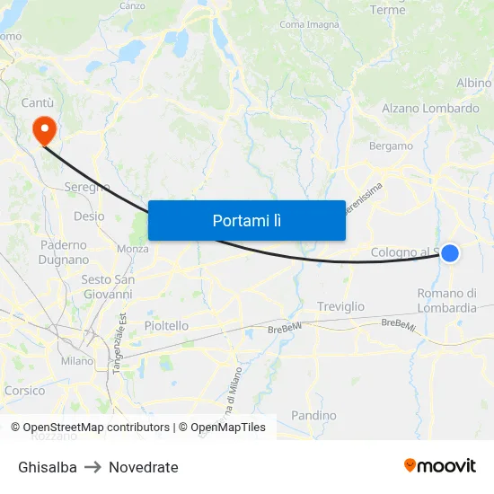 Ghisalba to Novedrate map