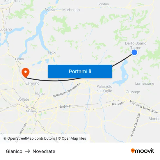 Gianico to Novedrate map
