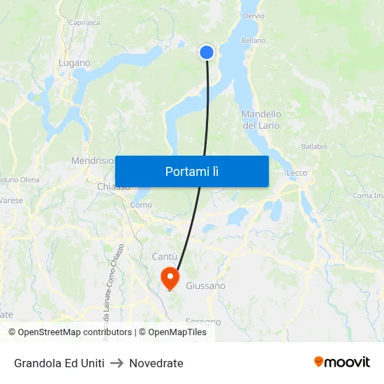 Grandola Ed Uniti to Novedrate map