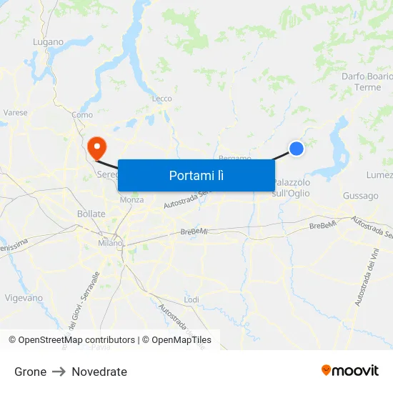Grone to Novedrate map