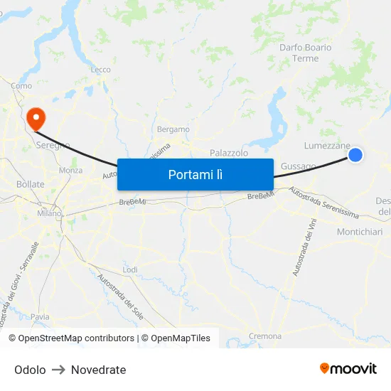 Odolo to Novedrate map