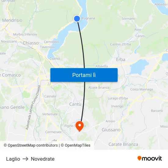 Laglio to Novedrate map