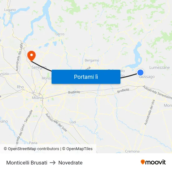Monticelli Brusati to Novedrate map