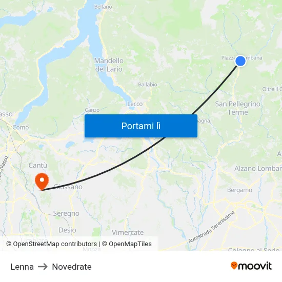 Lenna to Novedrate map