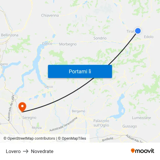 Lovero to Novedrate map