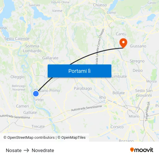 Nosate to Novedrate map