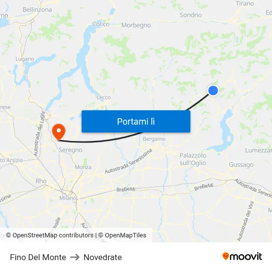 Fino Del Monte to Novedrate map