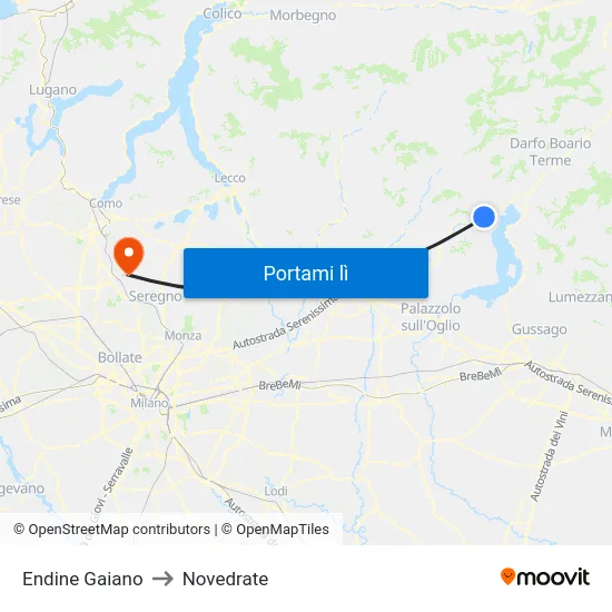 Endine Gaiano to Novedrate map