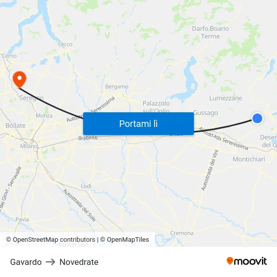Gavardo to Novedrate map