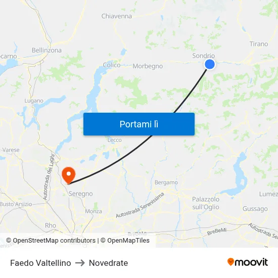 Faedo Valtellino to Novedrate map