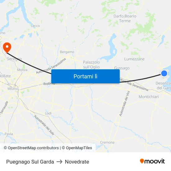Puegnago Sul Garda to Novedrate map