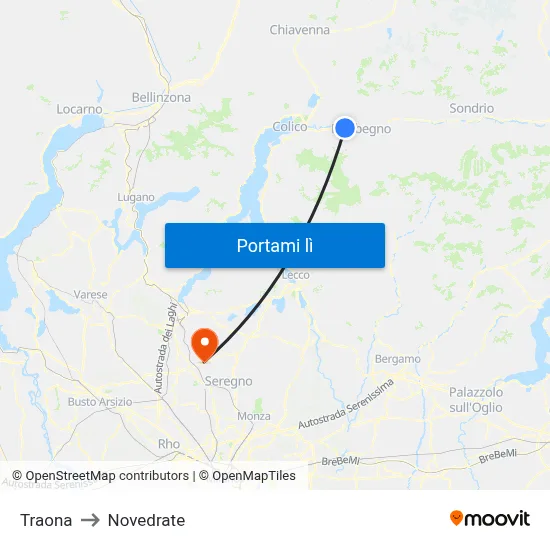 Traona to Novedrate map