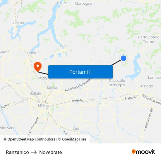 Ranzanico to Novedrate map