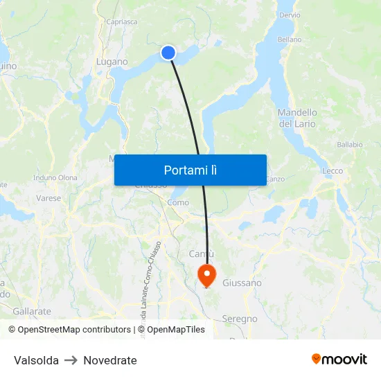 Valsolda to Novedrate map