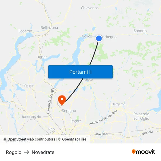 Rogolo to Novedrate map