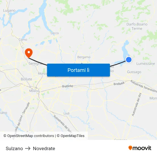 Sulzano to Novedrate map