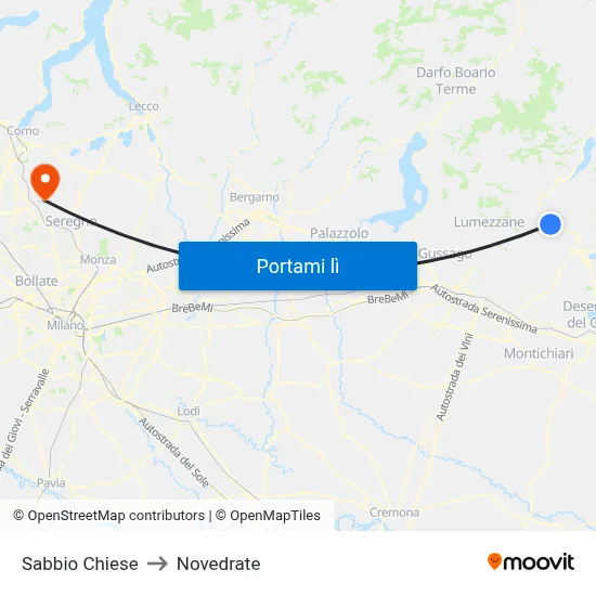 Sabbio Chiese to Novedrate map