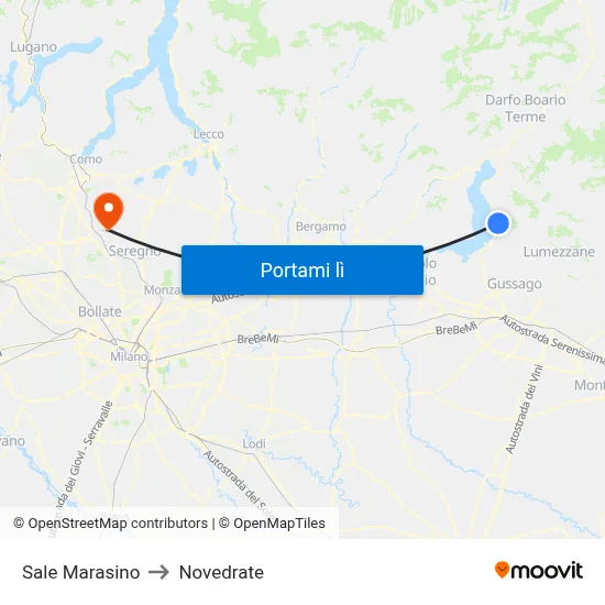 Sale Marasino to Novedrate map