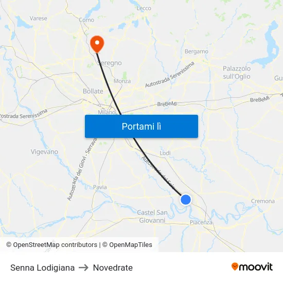 Senna Lodigiana to Novedrate map