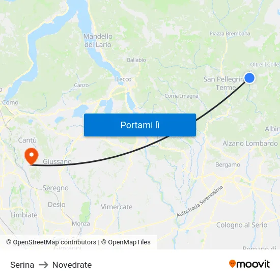 Serina to Novedrate map