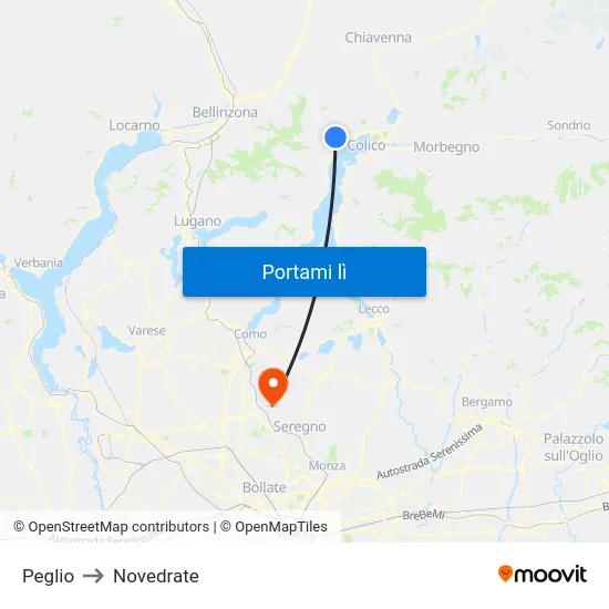 Peglio to Novedrate map